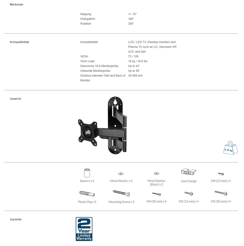 Arctic W1C - Technische Daten