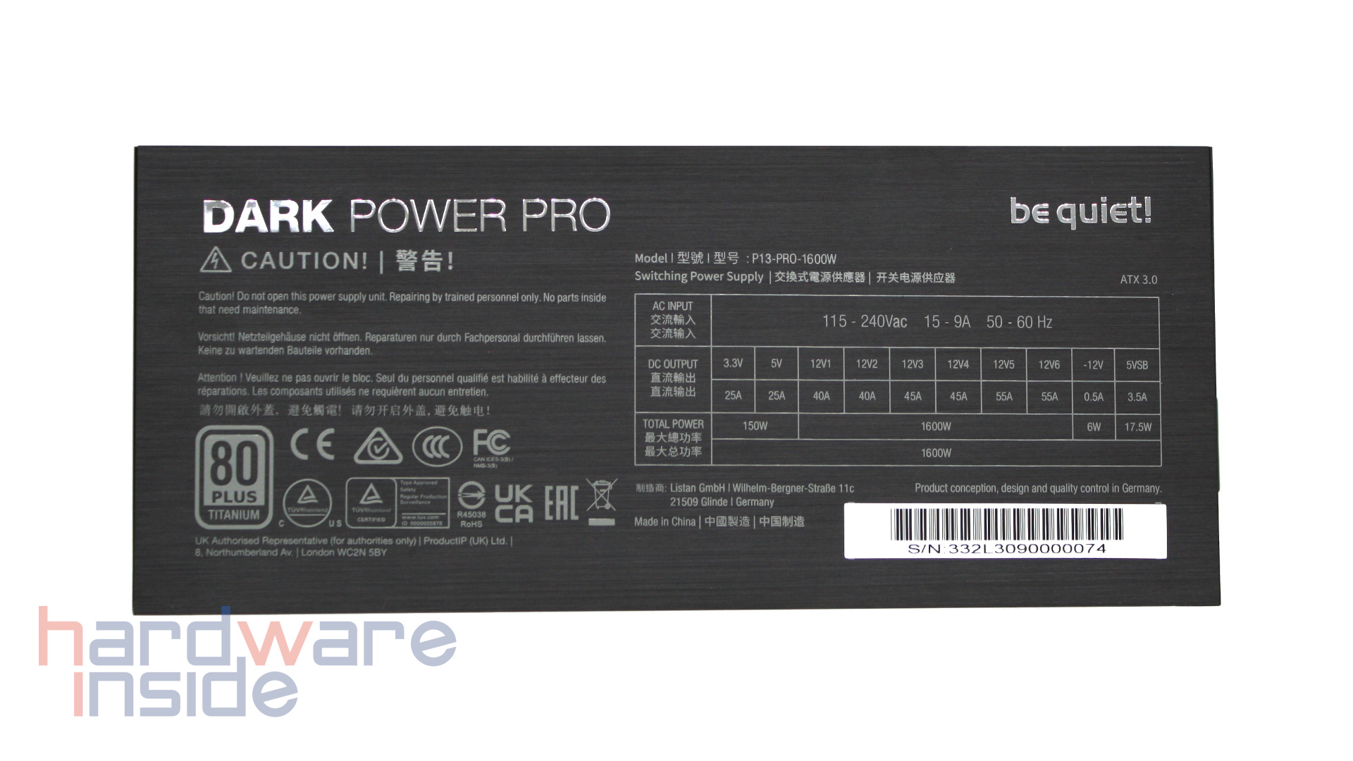 be quiet! DARK POWER PRO 13 1600W - Seitenansicht