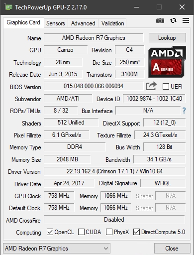 Biostar A10N-8800 - GPU_Z