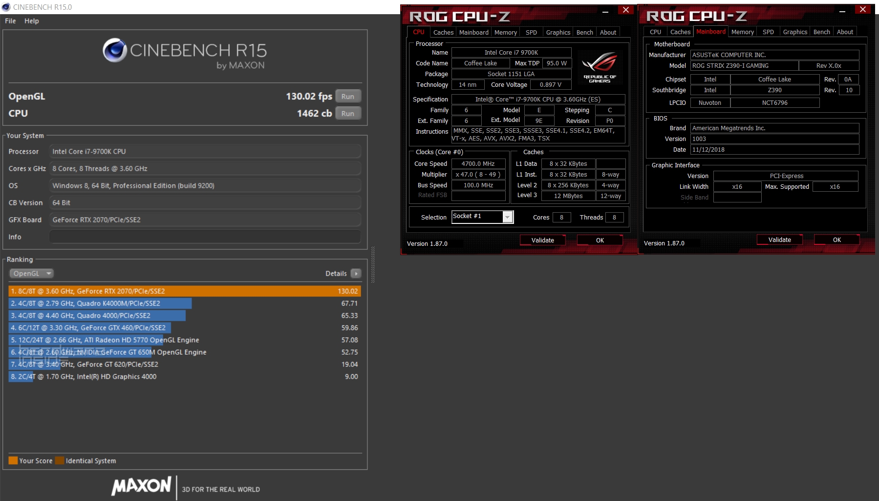 Cinebench Core I7 9700K