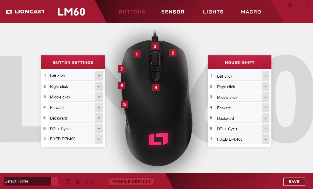 Lioncast LM60 Pro Gaming Maus - Software 1