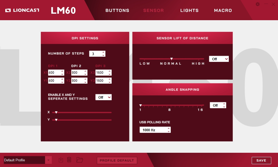Lioncast LM60 Pro Gaming Maus - Software 3