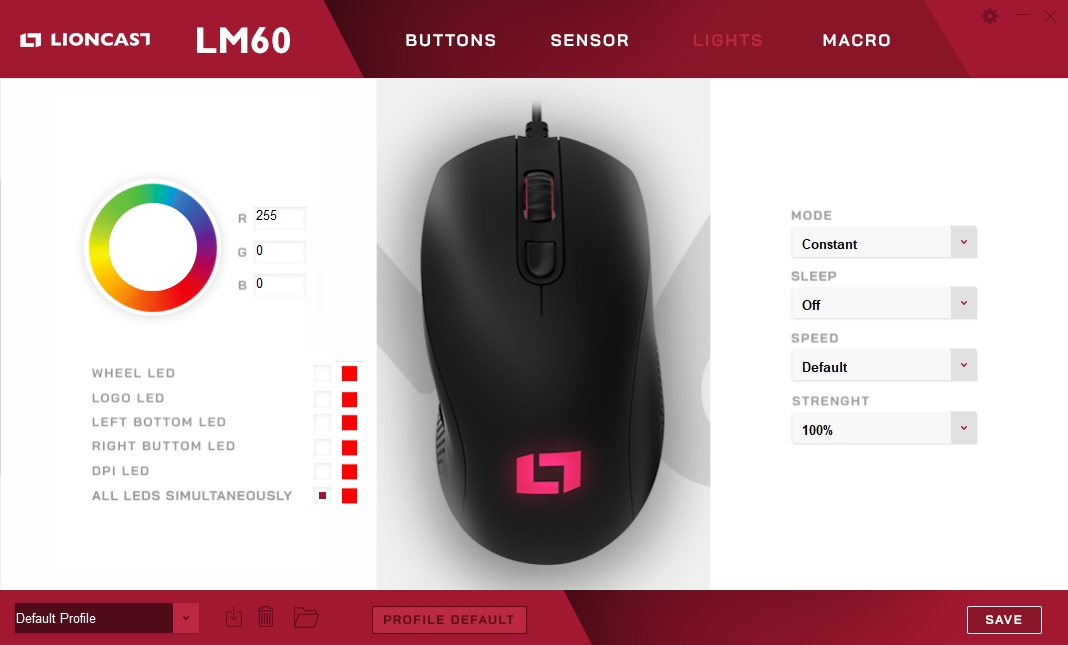 Lioncast LM60 Pro Gaming Maus - Software 4