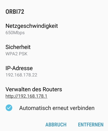 Netgear - ORBI RBK20 - WLAN Speed Samsung Galaxy S8+