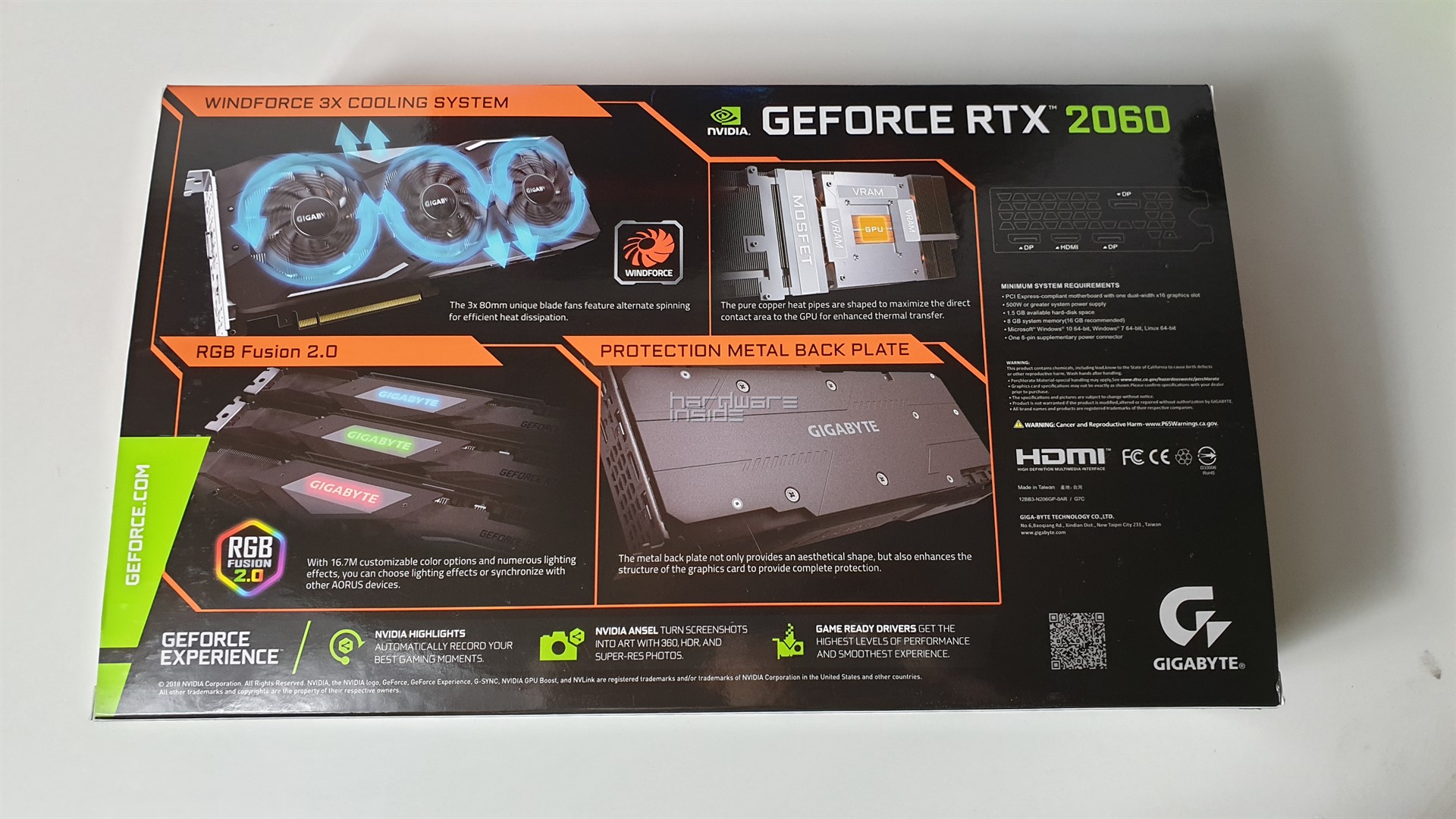 OVP Rückseite GIGABYTE RTX 2060 GAMING PRO OC 6G